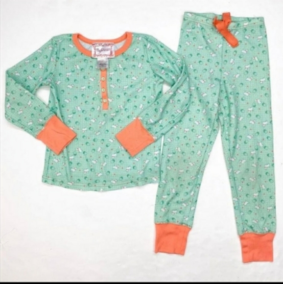 American Girl Beforever Kit's Scottie Dog Green Orange Pajamas Set Girl's M - Picture 3 of 13